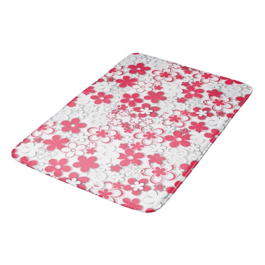 Rode en witte bloemen badmat (Gekanteld)