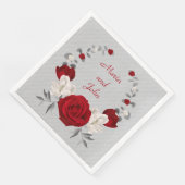 rode en witte bloemen botanische baardbruiloft servet (Hoek)