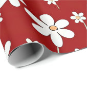 rode en witte bloemen cadeaupapier (Rol Hoek)
