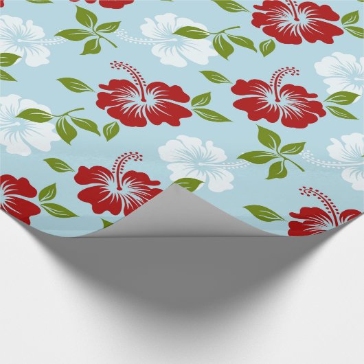 Rode en witte bloemen cadeaupapier (Hoek)