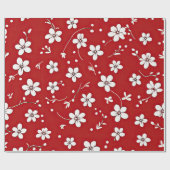 rode en witte bloemen cadeaupapier (Vlak)