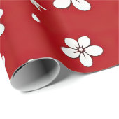 rode en witte bloemen cadeaupapier (Rol Hoek)