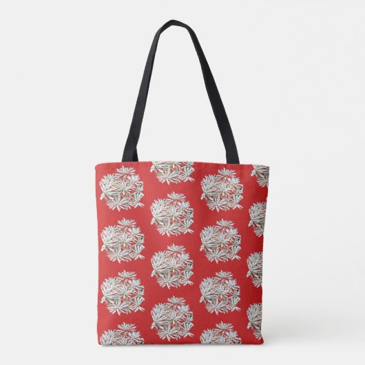 Rode en witte bloemen Canvas tas (Achterkant)