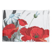 Rode en Witte Bloemen Dagen en papavers Kussensloop (Achterkant-Links)