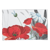 Rode en Witte Bloemen Dagen en papavers Kussensloop (Voorkant-Rechts)
