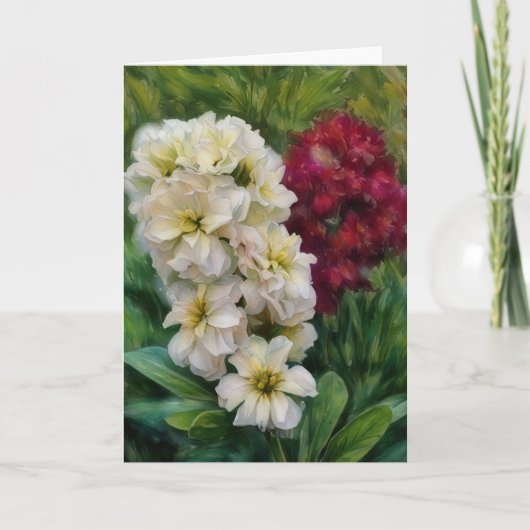 Rode en witte bloemen Floral Art Note Kaart (Voorkant)