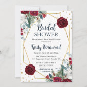 Rode en Witte Bloemen Frame Bruidsdouche Kaart (Voorkant)