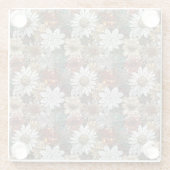 Rode en witte bloemen glazen onderzetter (Achterkant)