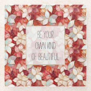 Rode en witte bloemen glazen onderzetter