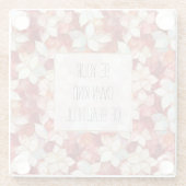 Rode en witte bloemen glazen onderzetter (Achterkant)