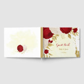 rode en witte bloemen gouden botanische bruiloft gastenboek (Volledig)