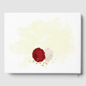 rode en witte bloemen gouden botanische bruiloft gastenboek (Achterkant)