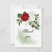 rode en witte bloemen groen bedankkaart (Voorkant)