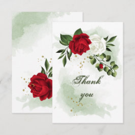 rode en witte bloemen groen bedankkaart