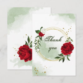rode en witte bloemen groen gouden krans bedankkaart