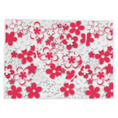 Rode en witte bloemen groot cadeauzakje (Achterkant)