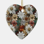 Rode en witte bloemen keramisch ornament (Rechts)