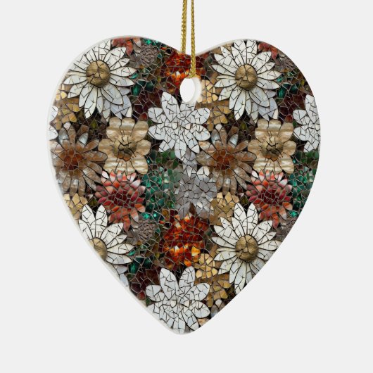 Rode en witte bloemen keramisch ornament (Rechts)