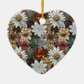 Rode en witte bloemen keramisch ornament (Voorkant)