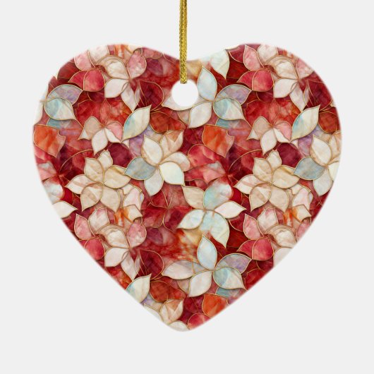 Rode en witte bloemen keramisch ornament (Achterkant)