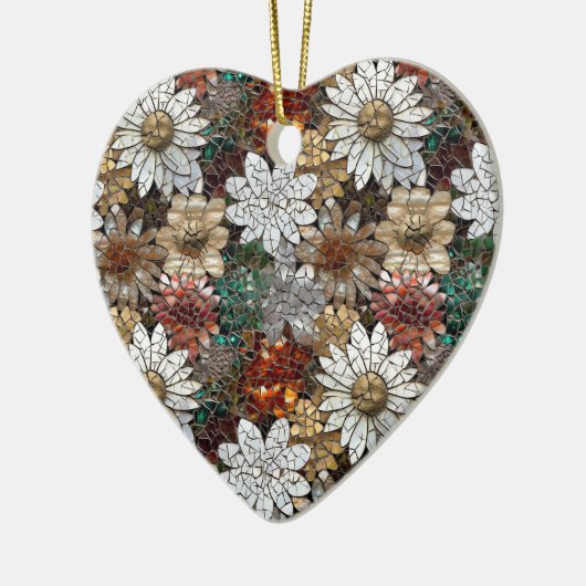 Rode en witte bloemen keramisch ornament (Links)