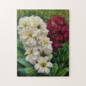 Rode en witte bloemen kunstpuzzel legpuzzel (Verticaal)