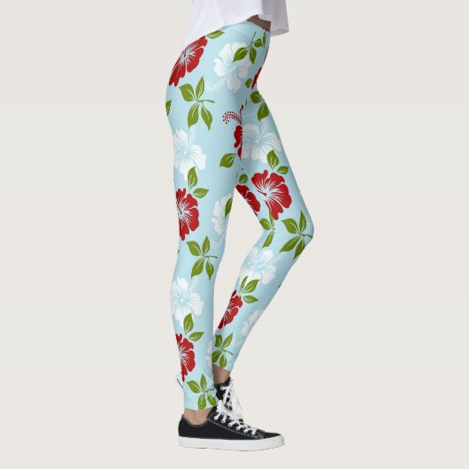 Rode en witte bloemen leggings (Rechts)