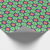 Rode en witte bloemen met groen blad Patroon Cadeaupapier (Hoek)