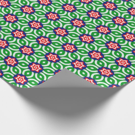 Rode en witte bloemen met groen blad Patroon Cadeaupapier (Hoek)