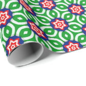 Rode en witte bloemen met groen blad Patroon Cadeaupapier (Rol Hoek)