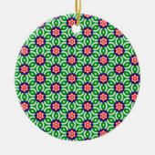 Rode en witte bloemen met groen blad Patroon Keramisch Ornament (Voorkant)