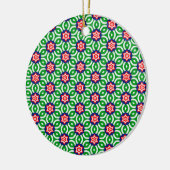 Rode en witte bloemen met groen blad Patroon Keramisch Ornament (Links)