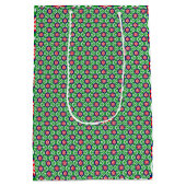 Rode en witte bloemen met groen blad Patroon Medium Cadeauzakje (Achterkant)