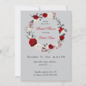 rode en witte bloemen met vrijgezellenfeest kaart (Voorkant)