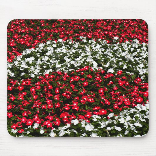Rode en witte bloemen muismat (Voorkant)