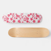 Rode en witte bloemen persoonlijk skateboard (Horizontaal)