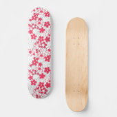 Rode en witte bloemen persoonlijk skateboard (Voorkant)