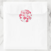 Rode en witte bloemen ronde sticker (Tas)