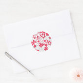 Rode en witte bloemen ronde sticker (Envelop)
