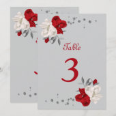 rode en witte bloemen tabelnummer kaart (Voorkant / Achterkant)
