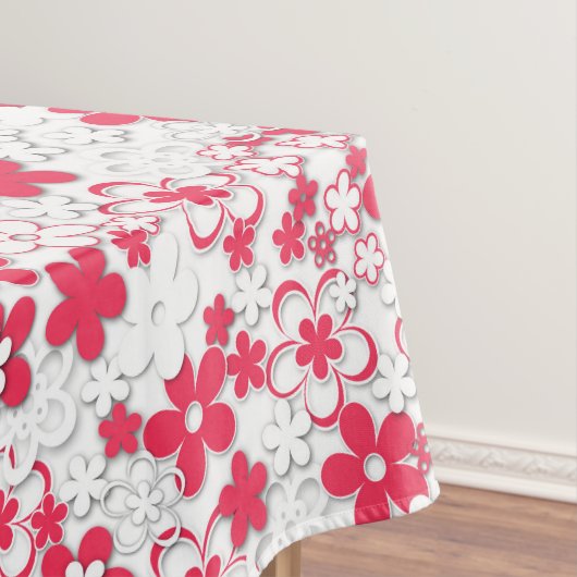 Rode en witte bloemen tafelkleed (Voorbeeld)