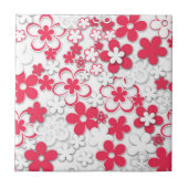 Rode en witte bloemen tegeltje (Voorkant)