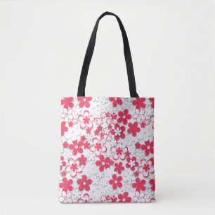 Rode en witte bloemen tote bag