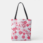 Rode en witte bloemen tote bag (Achterkant)