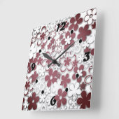 Rode en witte bloemen vierkante klok (Hoek)