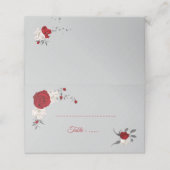 rode en witte bloemen zilverblad grijs plaatskaartje (Buitenkant ongevouwen)