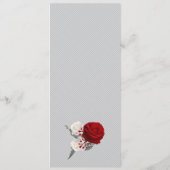 rode en witte bloemen zilveren bladeren bruiloft menu (Achterkant)