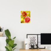 Rode en witte bloemenpaar distressed art poster (Thuiskantoor)