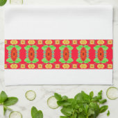 Rode en witte bloemige handdoek (Gevouwen)