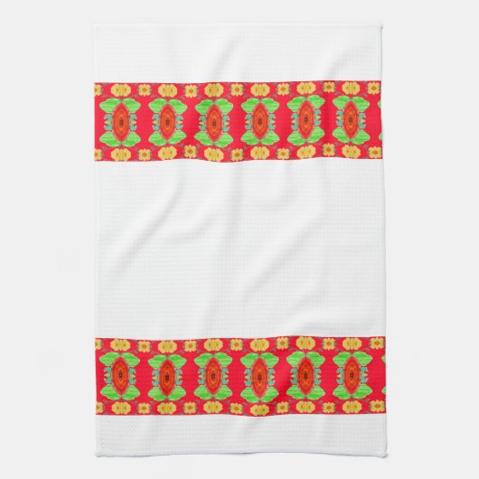 Rode en witte bloemige handdoek (Verticaal)